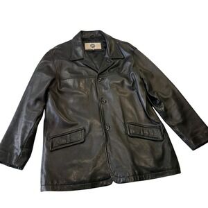 Stone Mountain Mens Genuine Soft Leather Jacket Black XL Classic Button Front